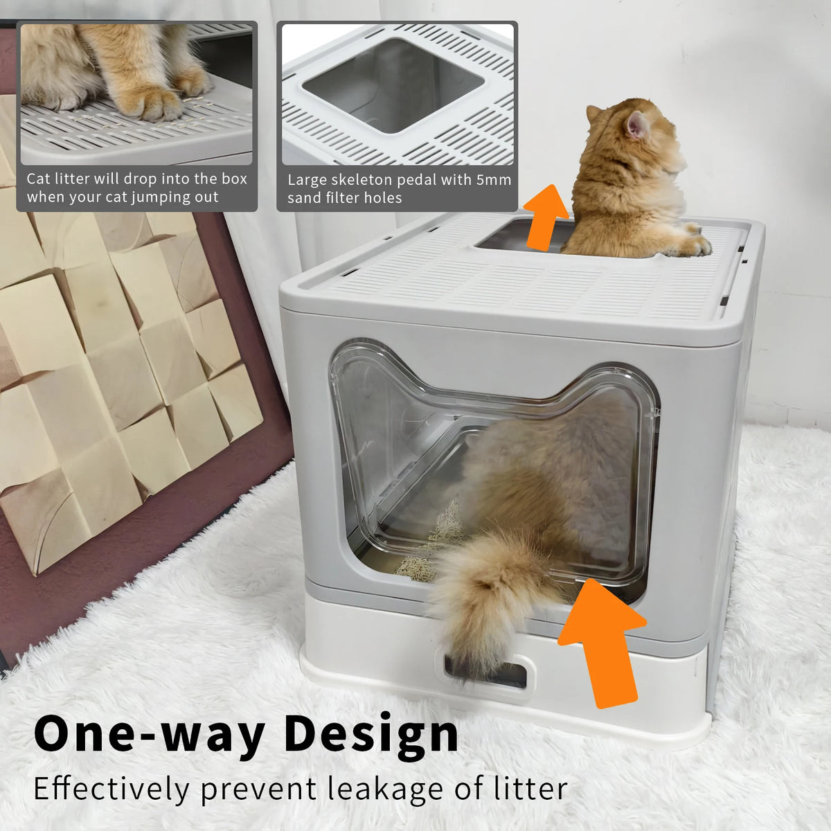 Enclosed Cat Litter Box Front Entry Top Exit Includes Scoop