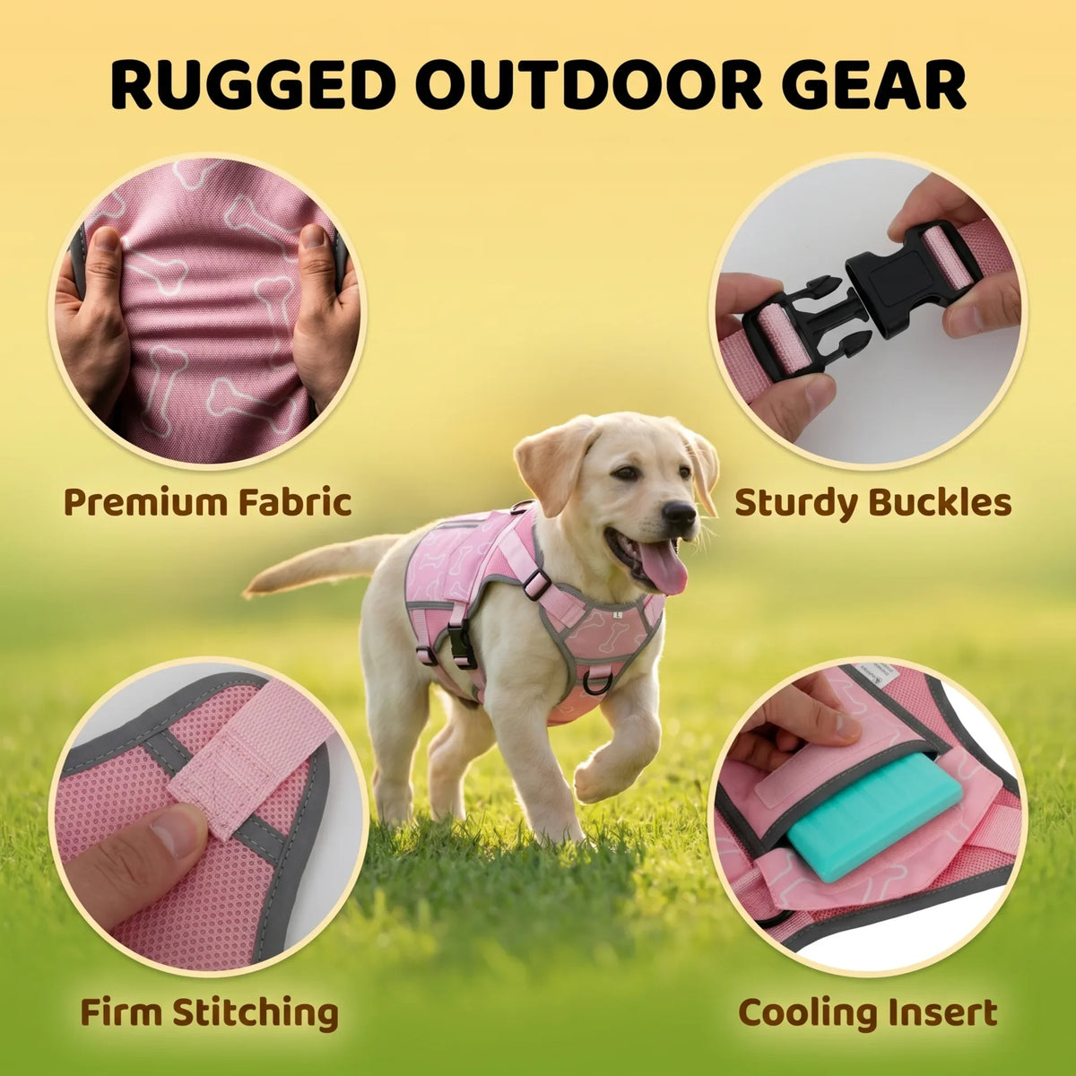 Premium Dog Cooling Vest With Freezer Packs For Summer Outdoors