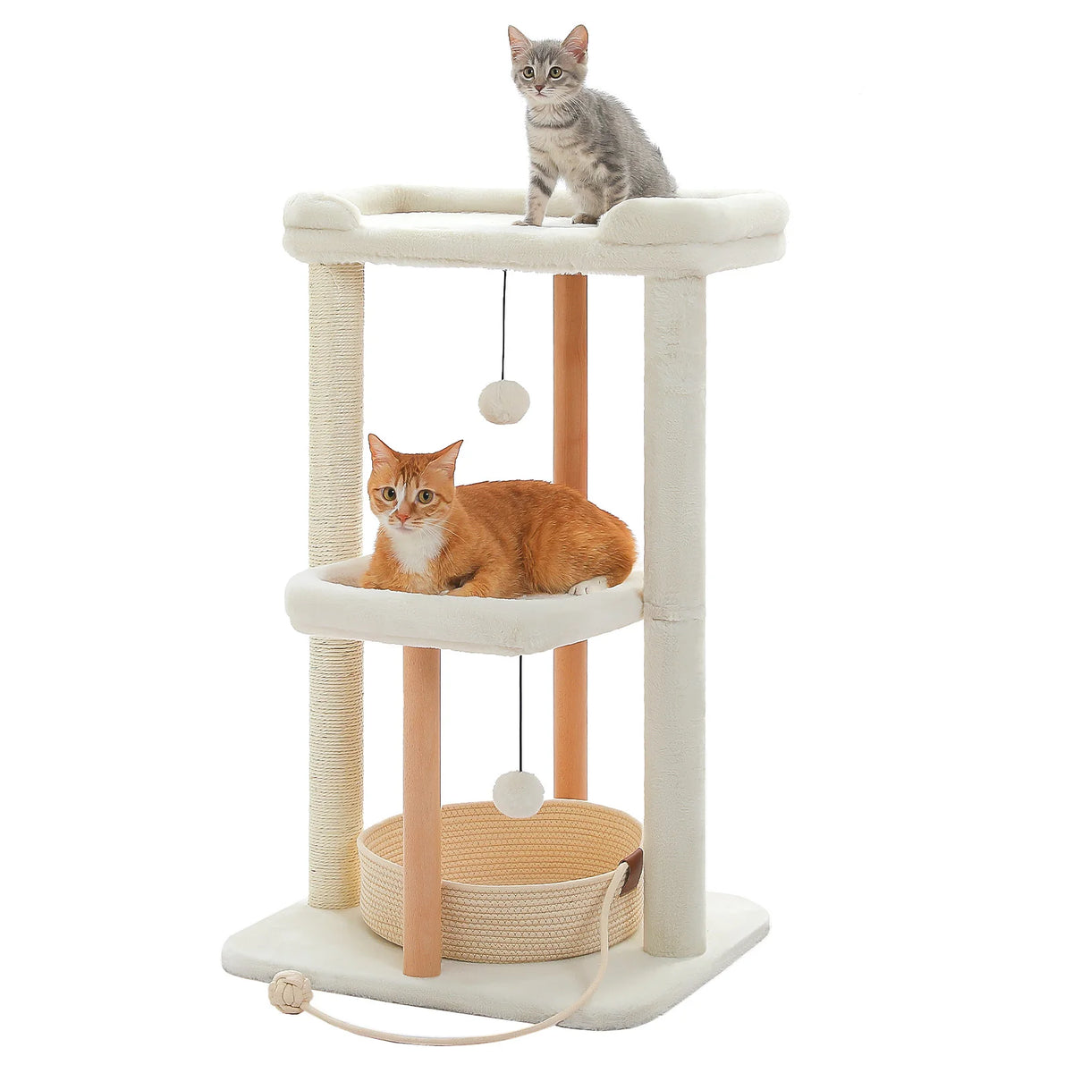 PAWZ Road Wooden Cat Tree With Scratching Posts Removable Bed