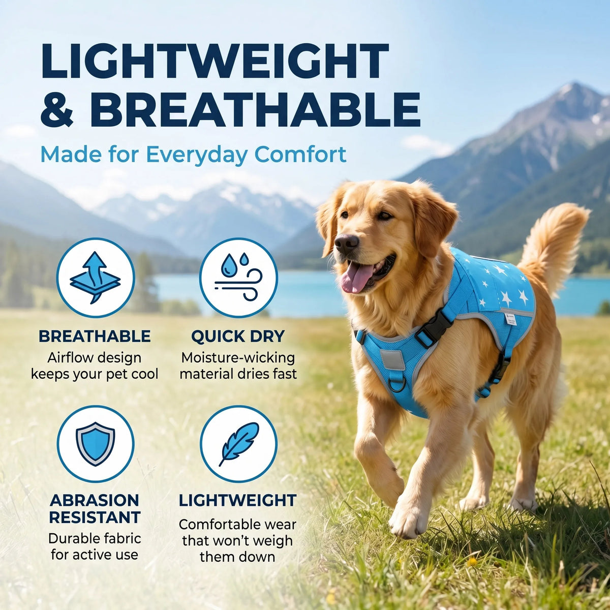 Premium Dog Cooling Vest With Freezer Packs For Summer Outdoors