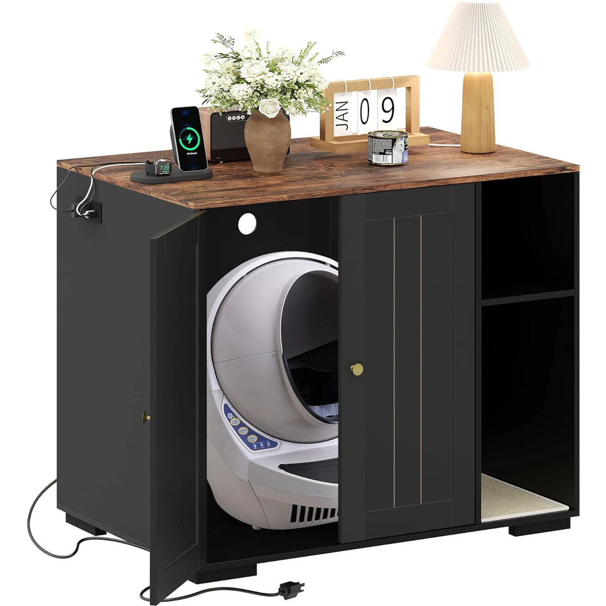 HiMISS Cat Litter Robot Enclosure With Built In Power Outlet
