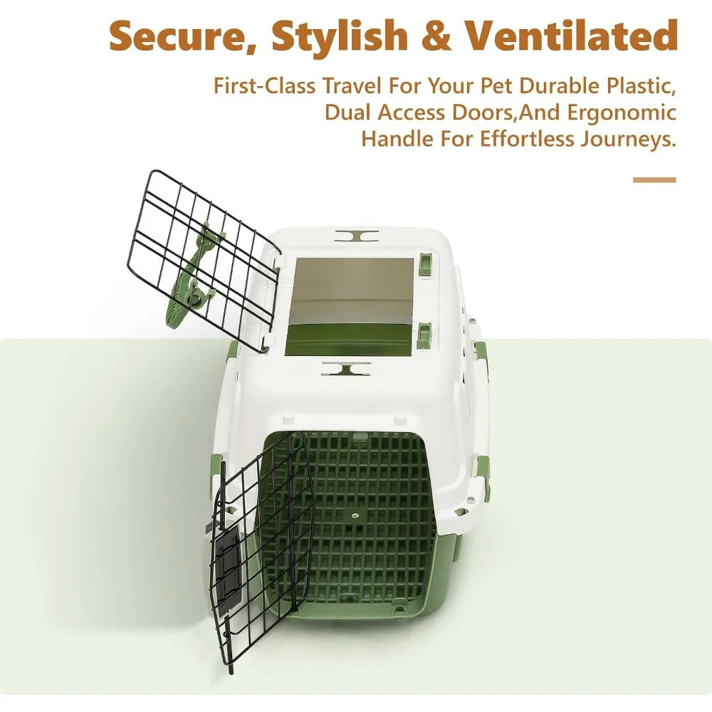 Athena Collection Hard-Sided Pet Travel Carrier With Two-Door Access