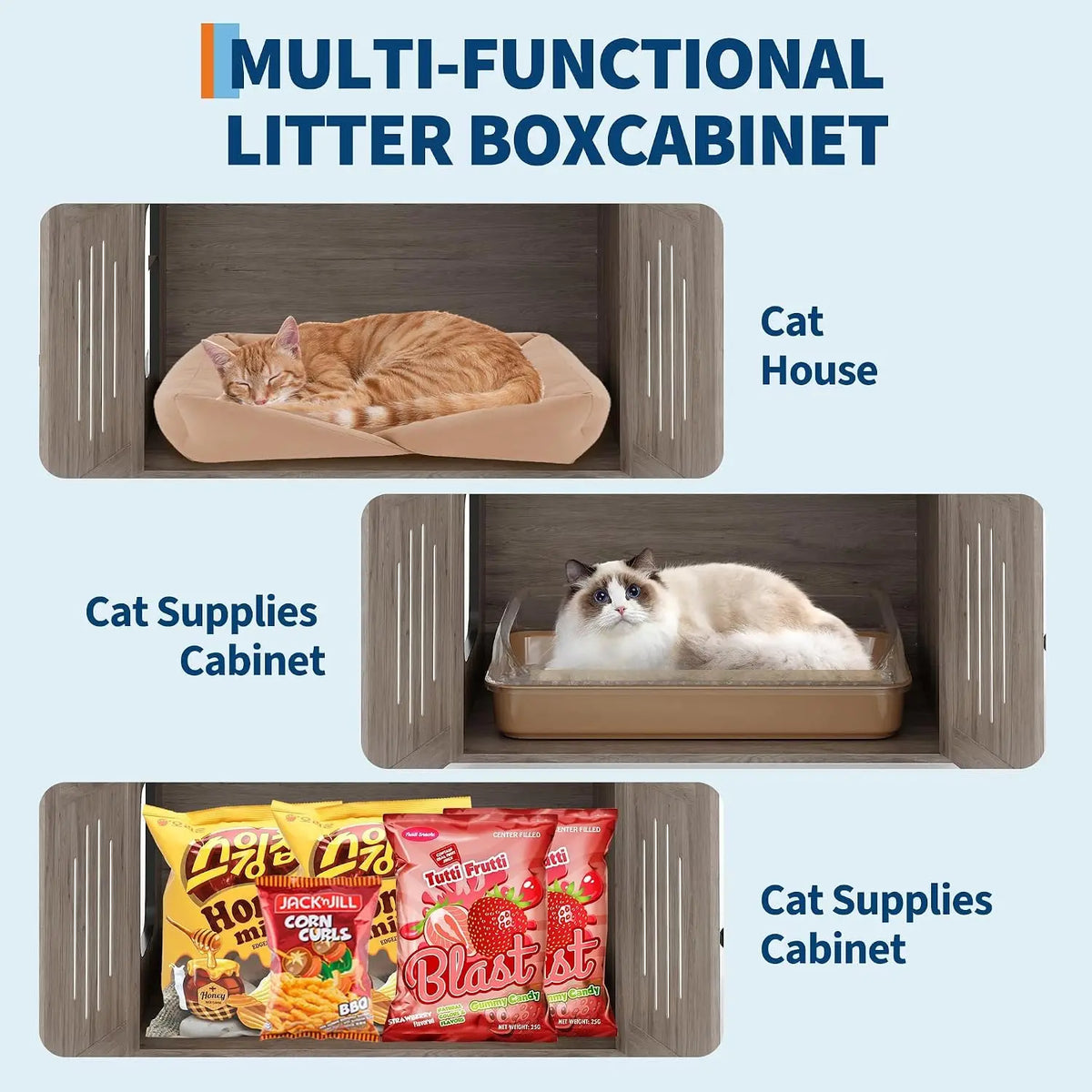 Tacleekii Multi Level Cat Tower With Hidden Litter Box