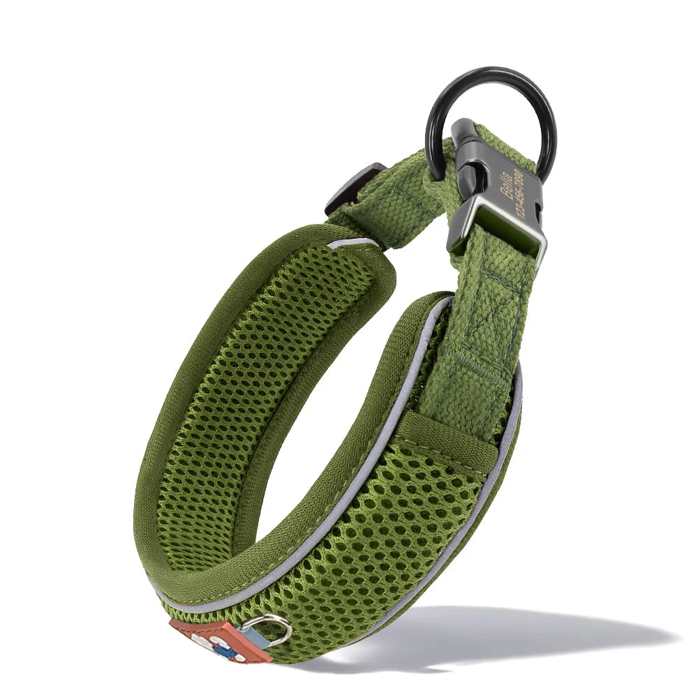 Personalized Breathable Mesh Dog Collar Reflective Free Engraving