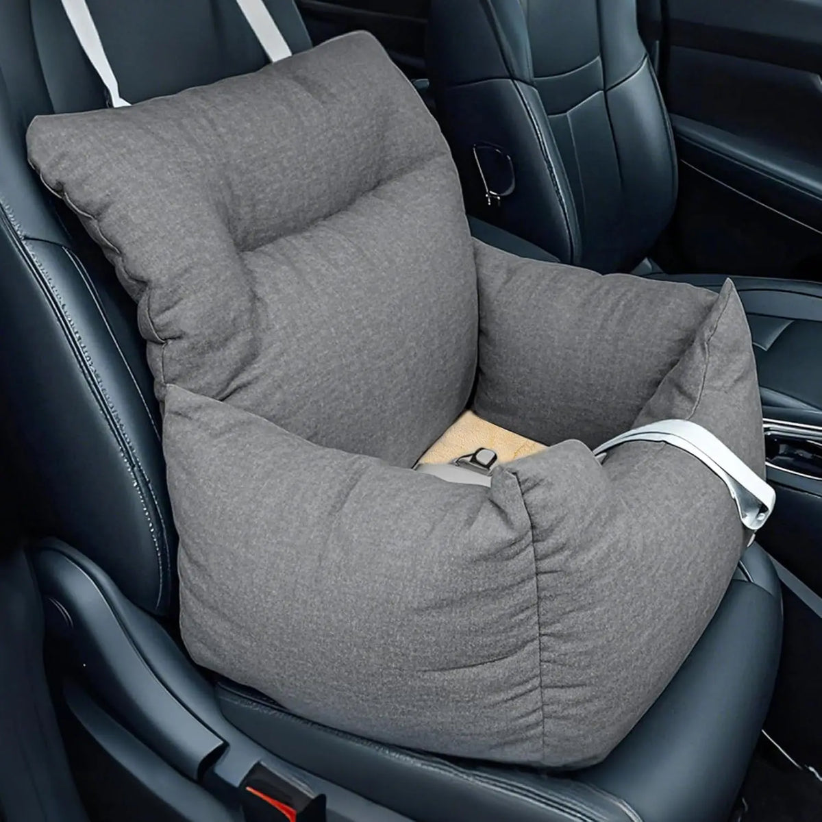 HiMiss Elevated Dog Booster Seat Features Tether And Washable Cushion