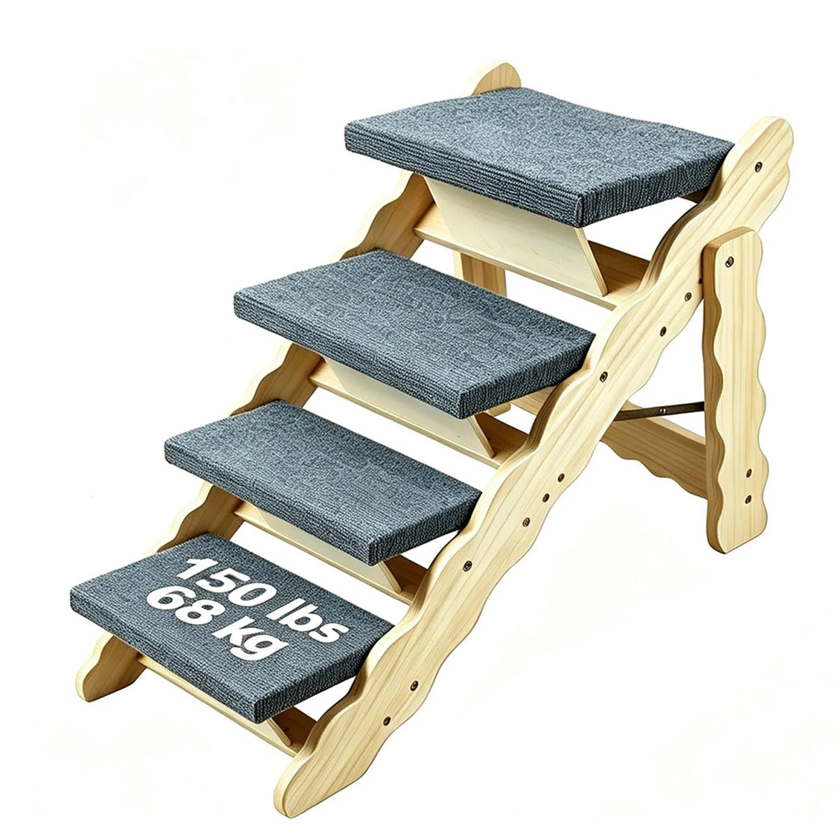 HiMISS Wooden 2In1 Pet Stairs And Folding Dog Ramp