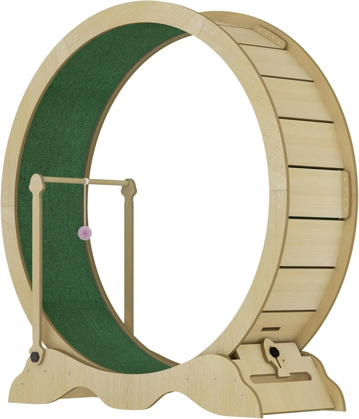 Wooden Cat Exercise Wheel Quiet Floor Mount With Carpet Treadmill