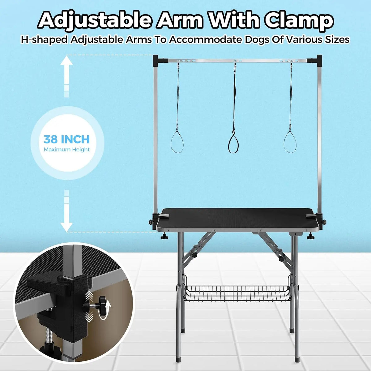 Heavy Duty Foldable Dog Grooming Table For Professional Use