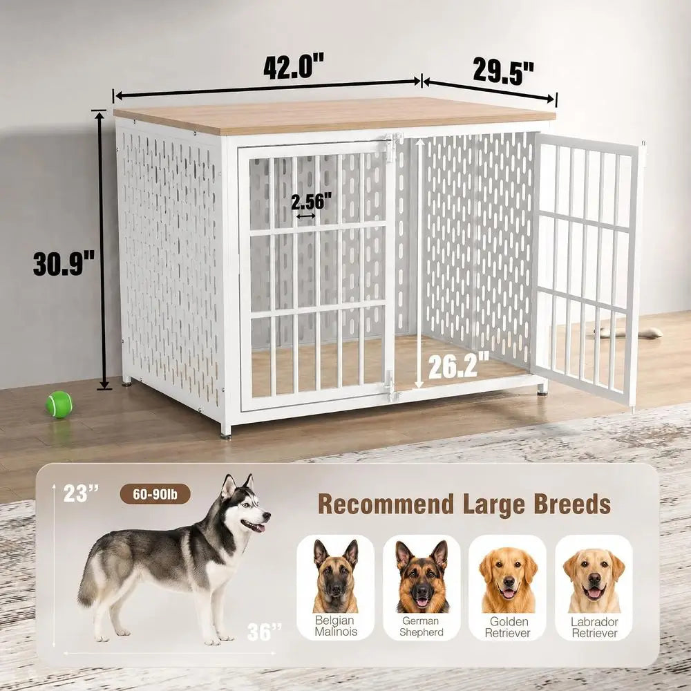 Heavy Duty Dog Crate Furniture With Decorative Wood Side Table