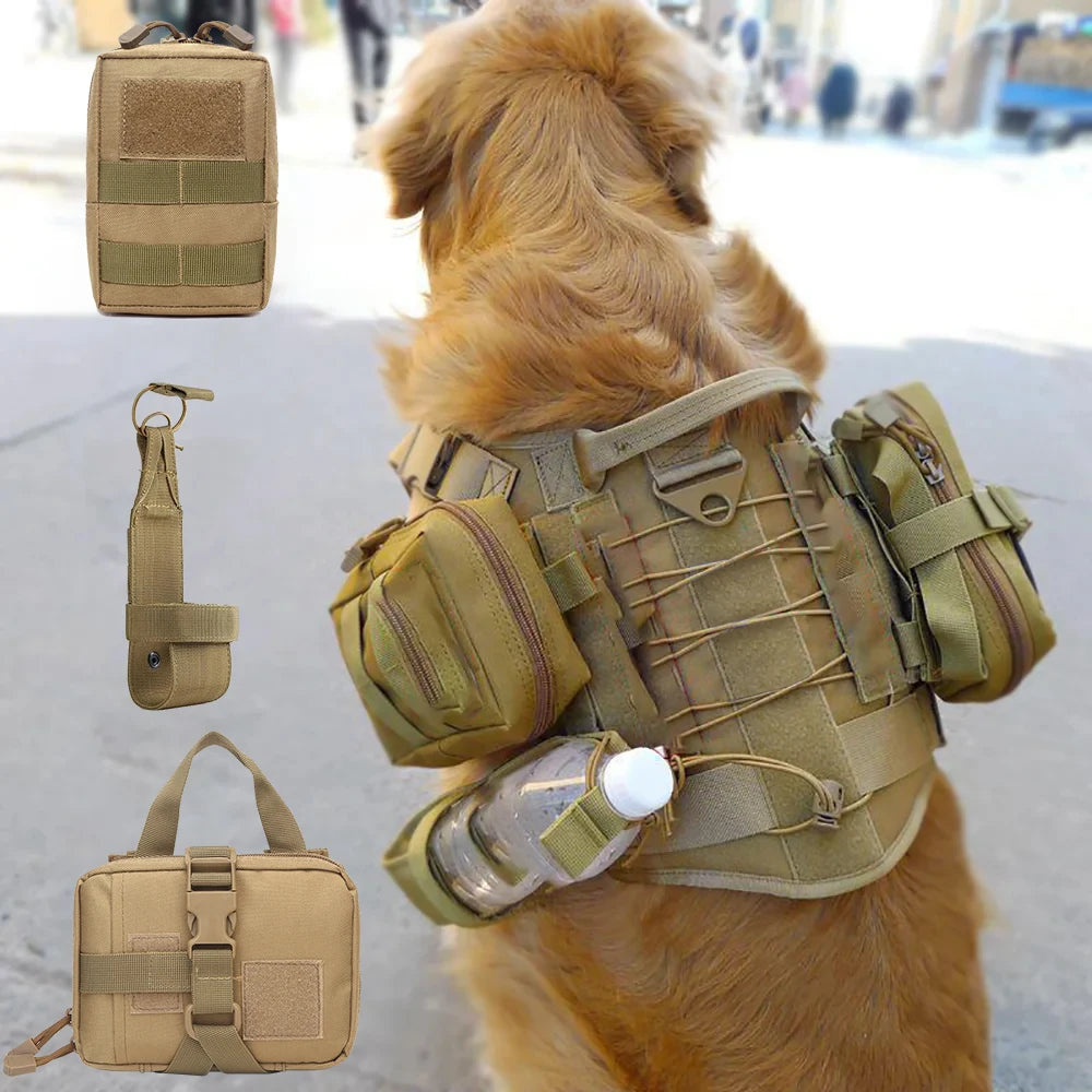 Petavel Nylon Tactical Dog Molle Pouches Harness Set