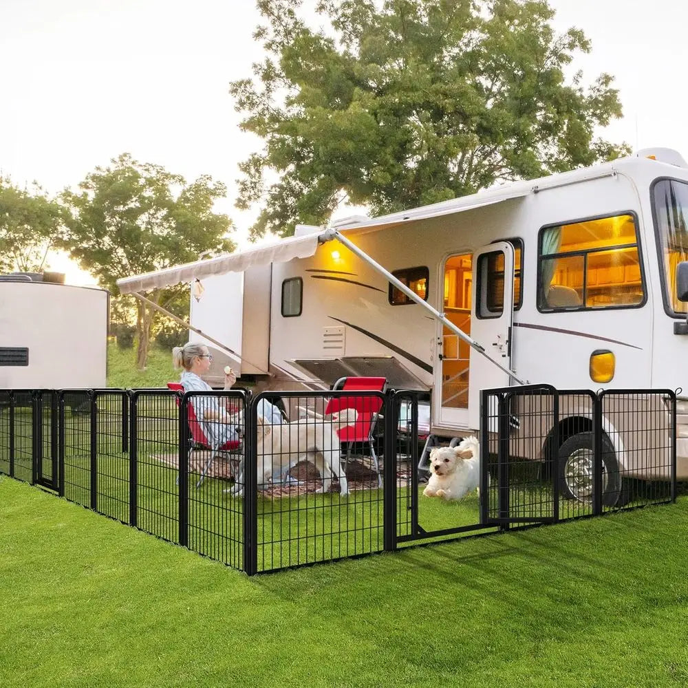 Heavy Duty Metal Dog Playpen With Secure Door And Easy Setup