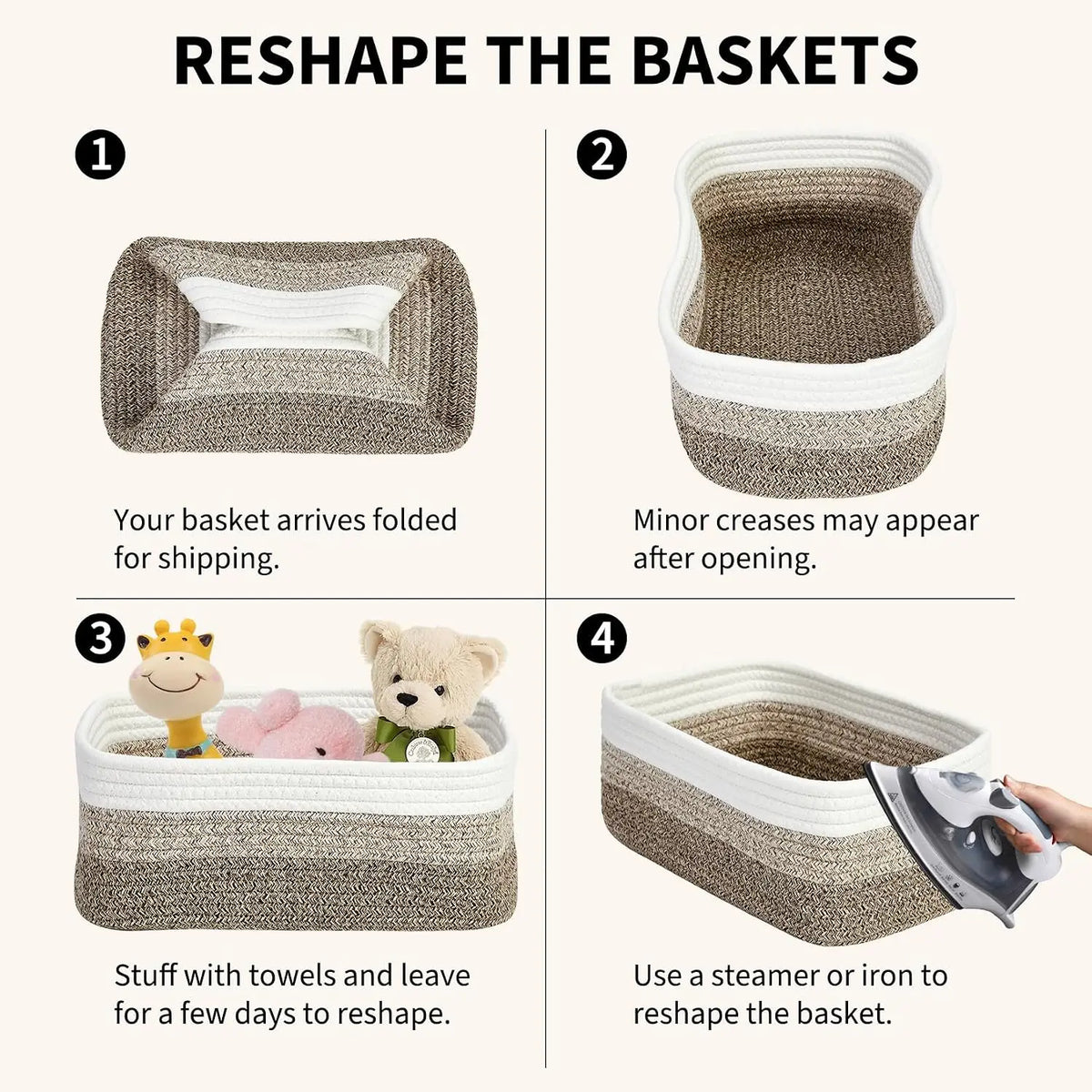 Garvee Woven Cotton Rope Storage Baskets Set of 3 Organizer