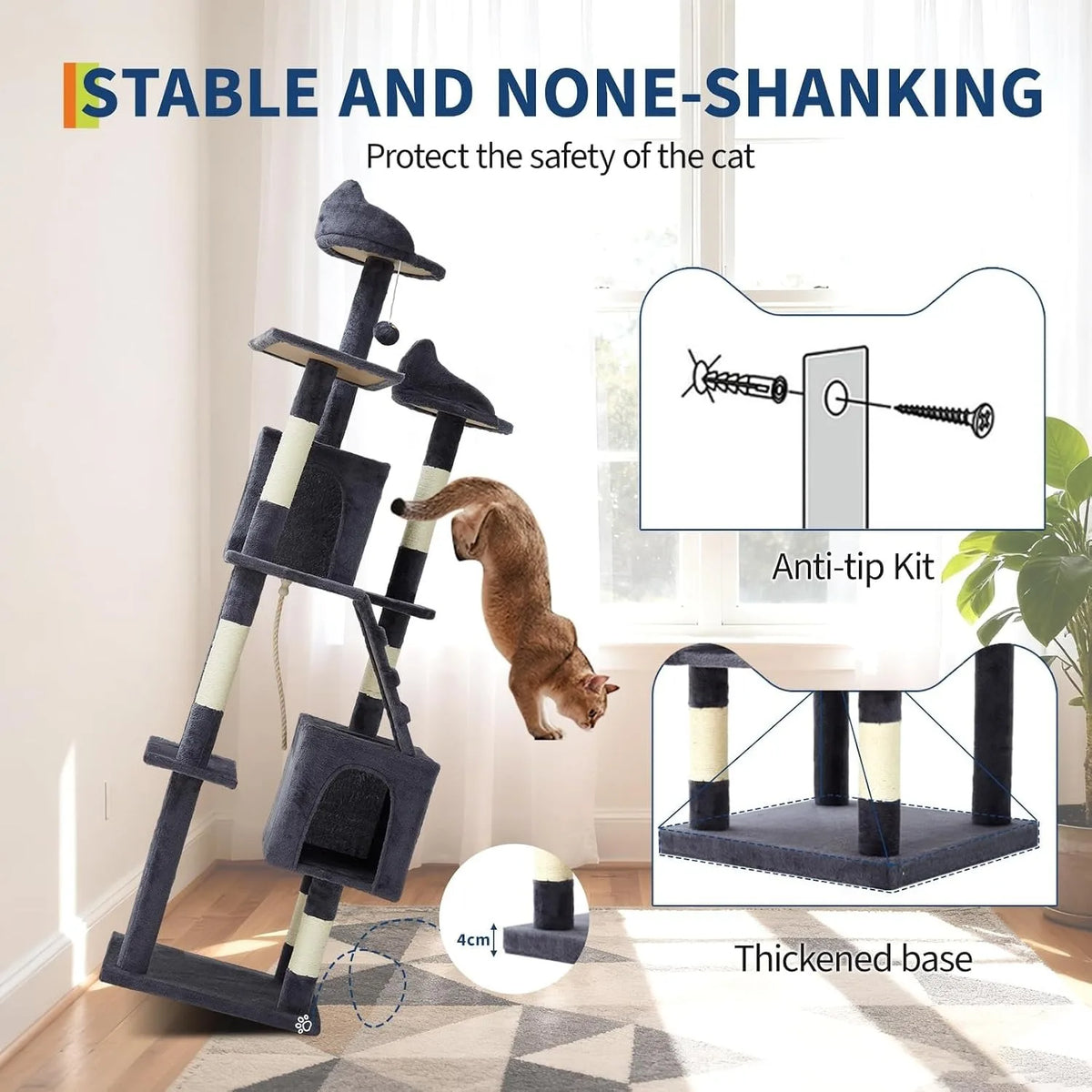 Cat Tree Tower with Sisal Scratching Posts, Condos and Perches
