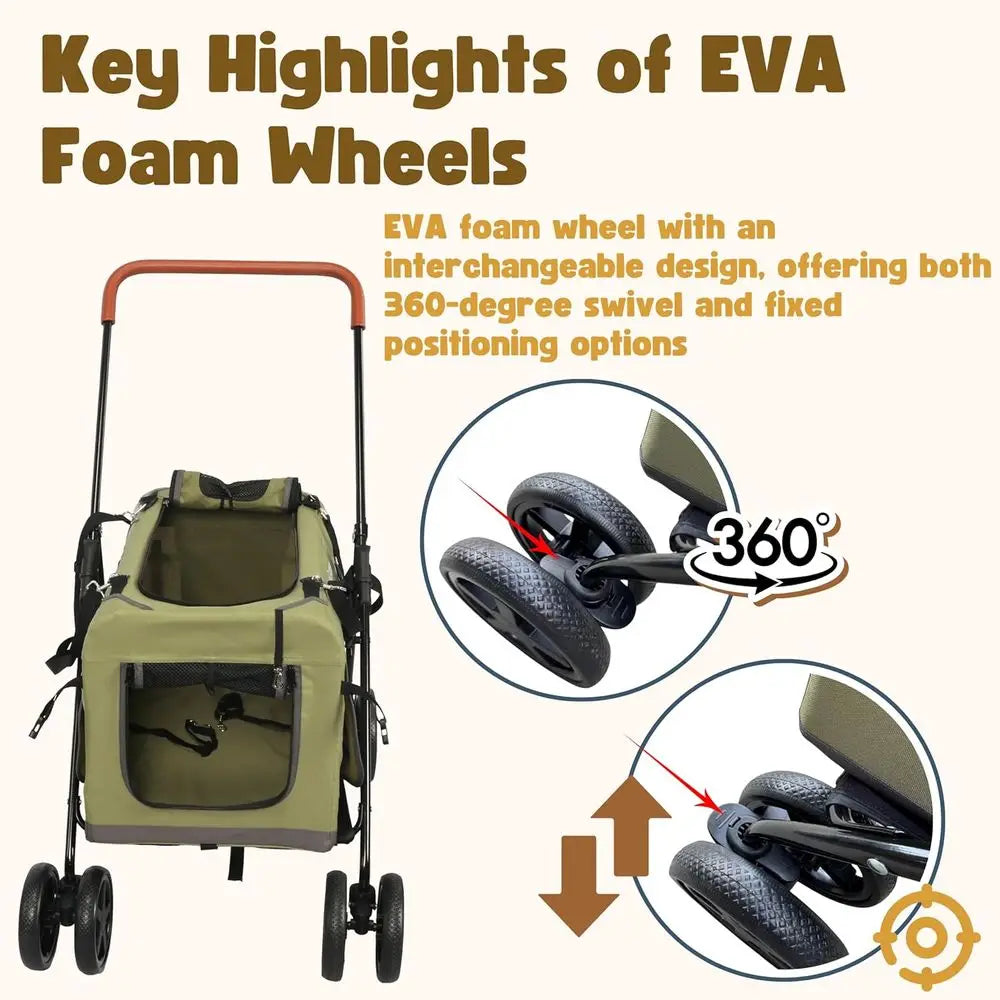 Foldable 2 In 1 Pet Stroller And Portable Travel Carrier