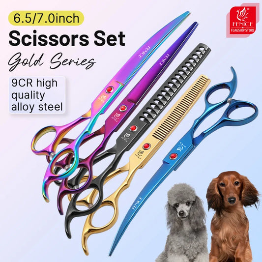 Fenice Stainless Steel Dog Grooming Scissors Professional Pet Shears Set