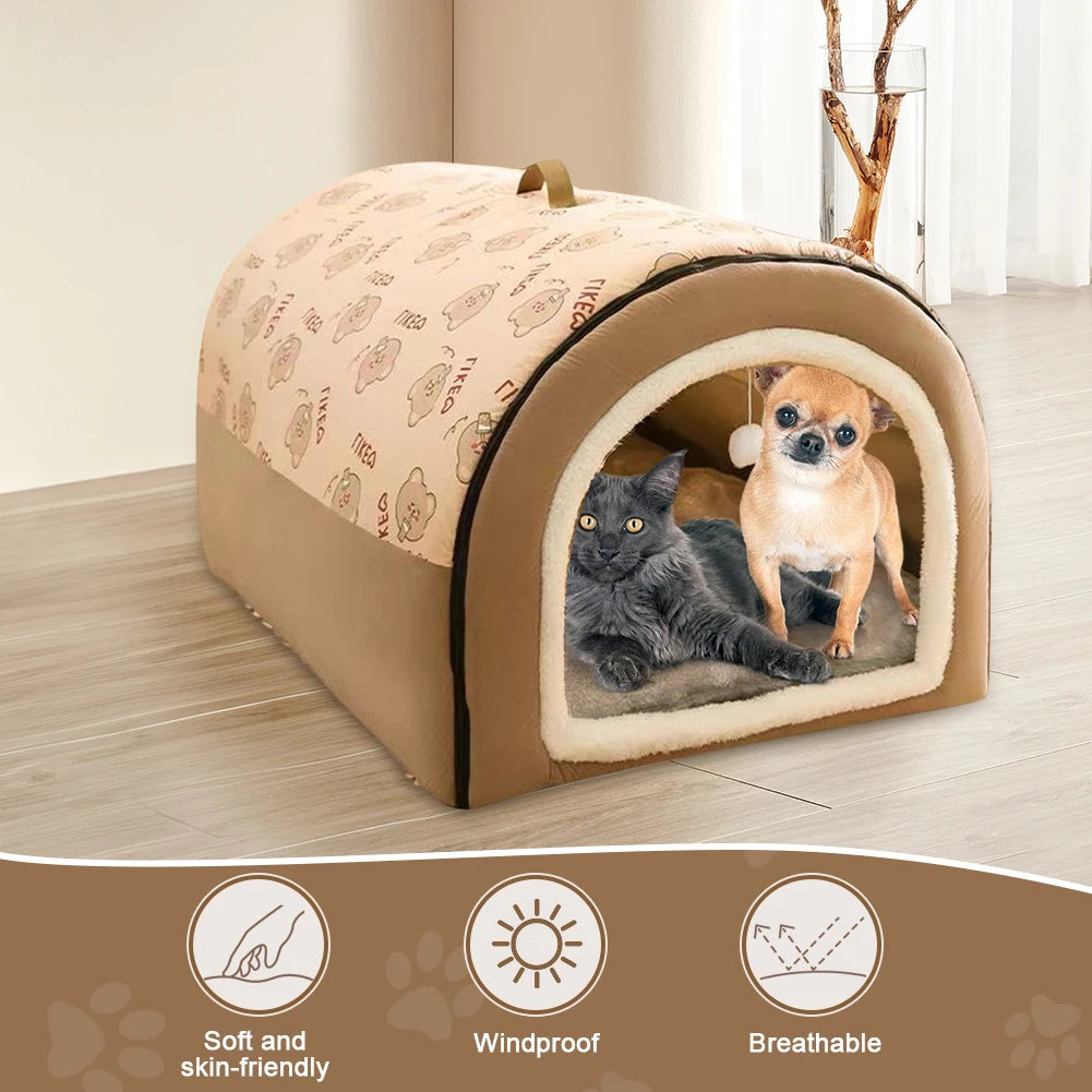 Detachable Washable Pet Cave Bed House for Cats and Dogs
