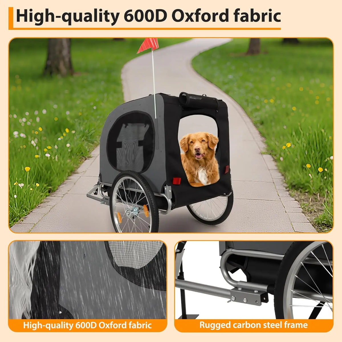 HiMISS Dog Bike Trailer And Jogging Stroller With Ventilated Design