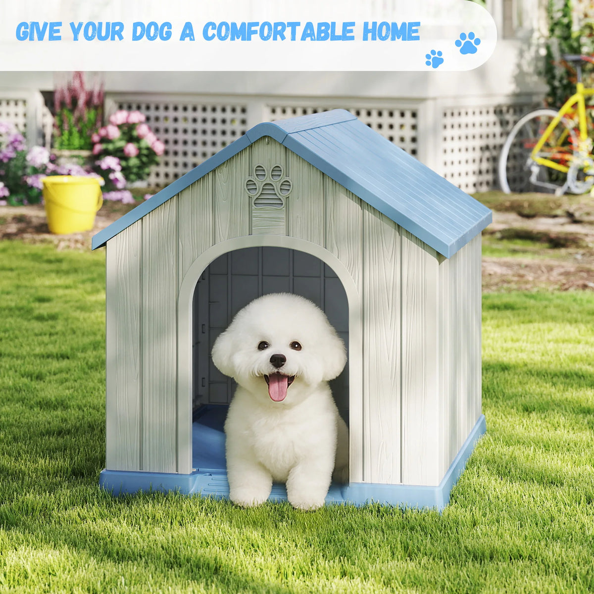 Weatherproof Plastic Dog House For Small Pets Indoor Outdoor