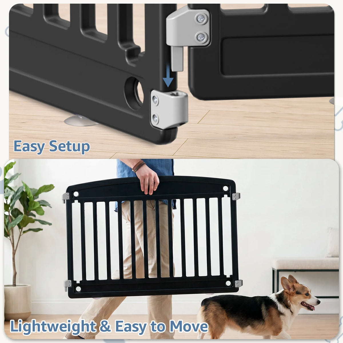 JHK Plastic Dog Playpen Expandable Durable Portable Pet Fence