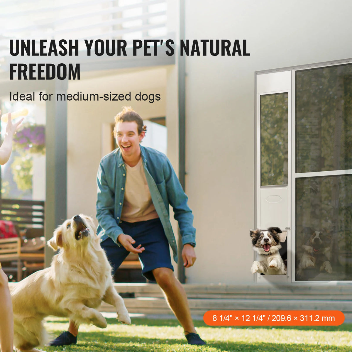 SucceBuy Adjustable Sliding Glass Door Pet Door With Aluminum Frame