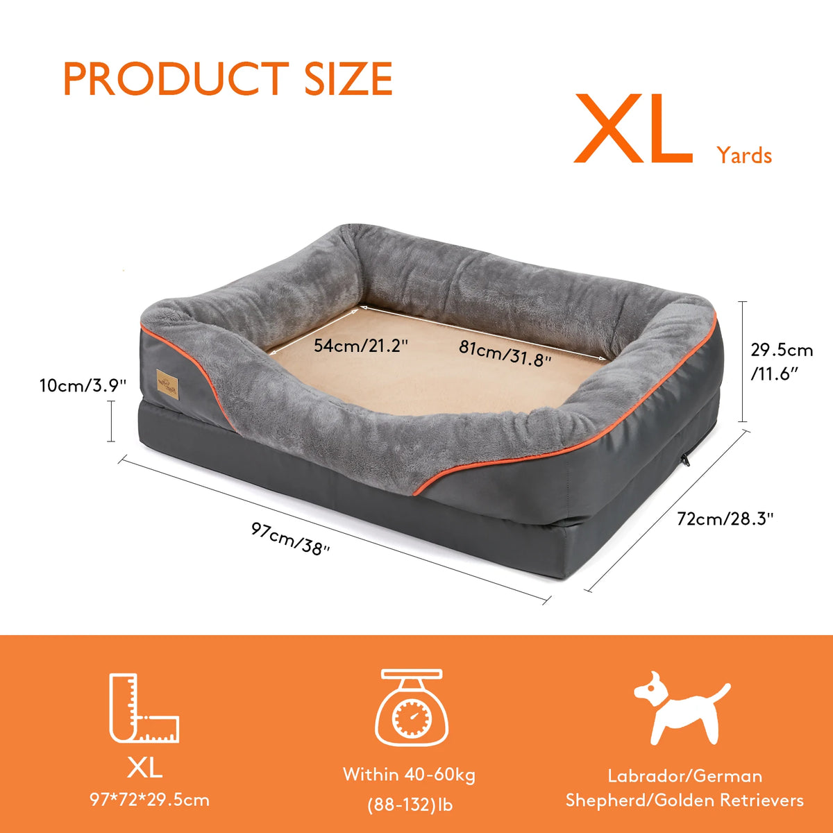 BINGOPAW Waterproof Washable Foam Dog Bed With Removable Cover