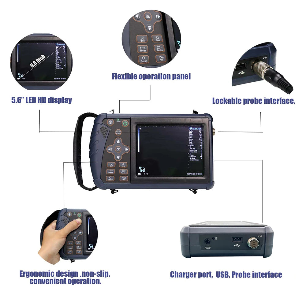 DAWEI Portable Veterinary Ultrasound Scanner For Livestock Pregnancy Testing