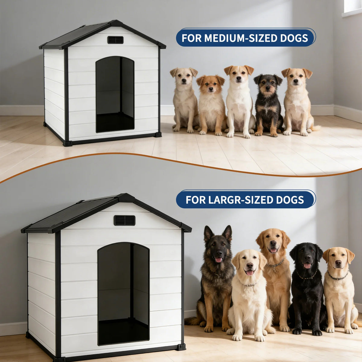 Durable Waterproof Plastic Dog Kennel With Vented Elevated Floor