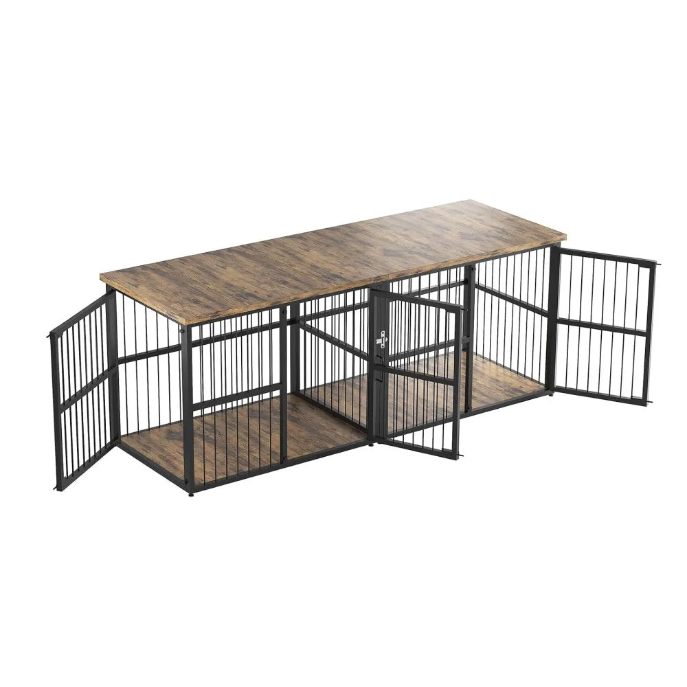 Wooden Indoor Dog Crate Cabinet With Divider And Storage