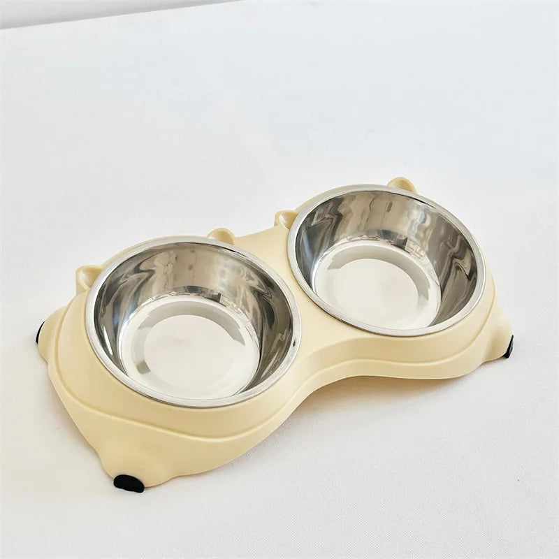 Stainless Steel Double Pet Feeder Bowl For Cats And Dogs