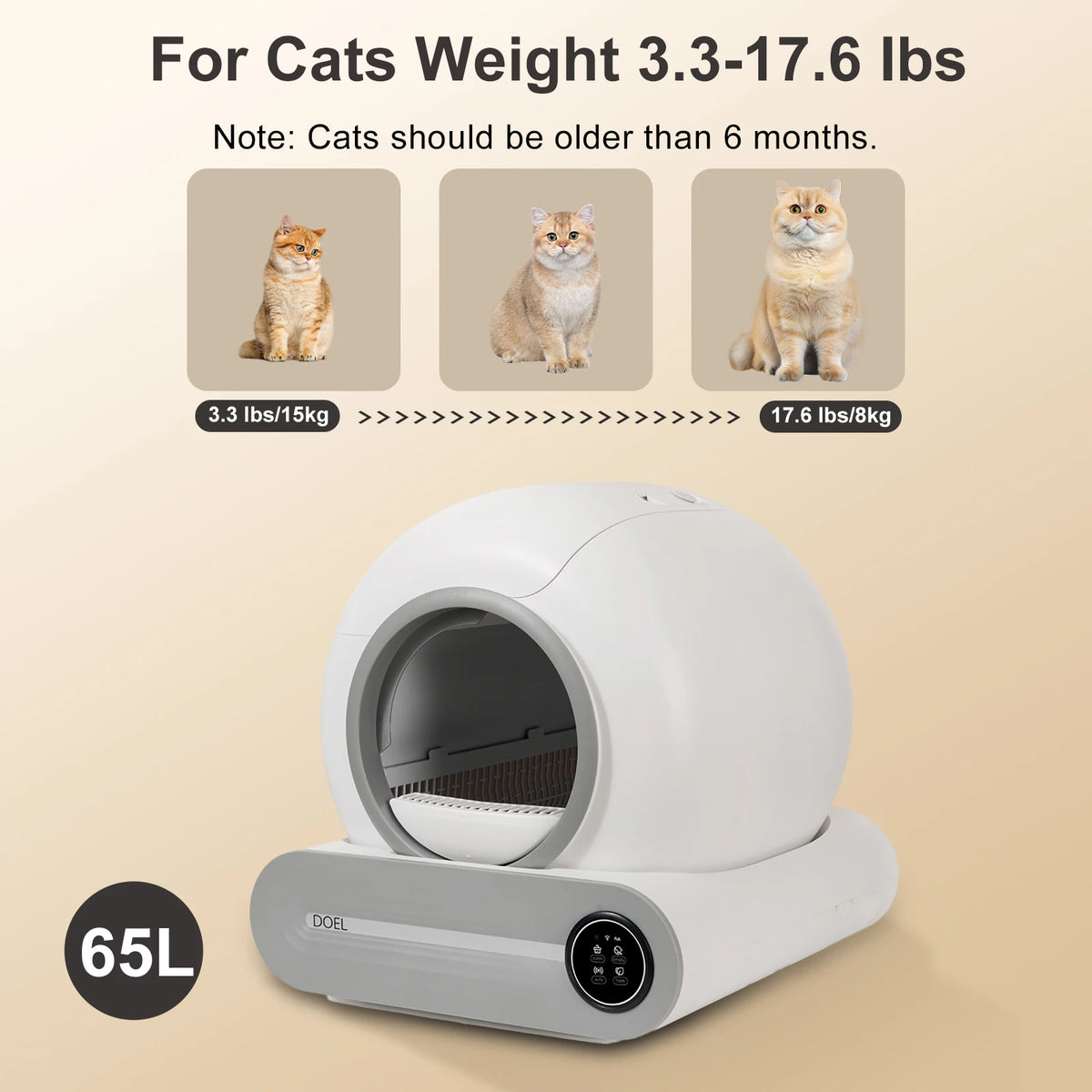 DOEL Smart Self Cleaning Litter Box Via App Control