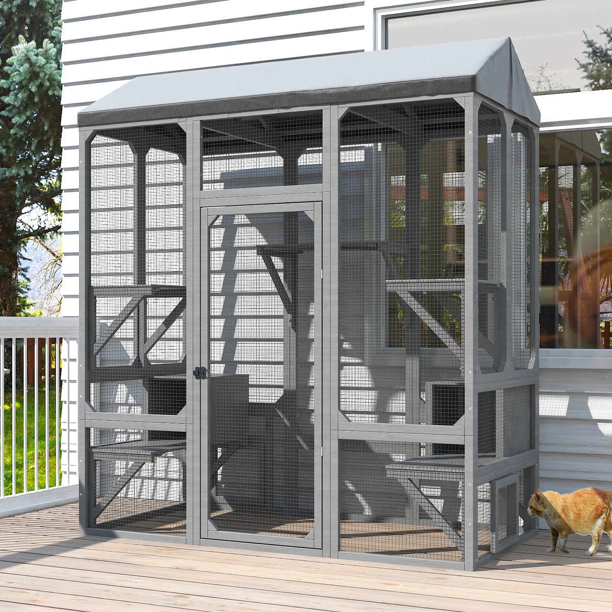 Waterproof Outdoor Cat Catio Walk In Platforms And Boxes