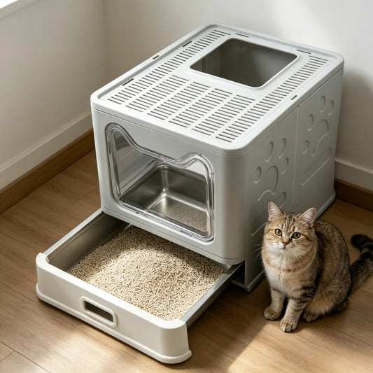 Enclosed Cat Litter Box Front Entry Top Exit Includes Scoop
