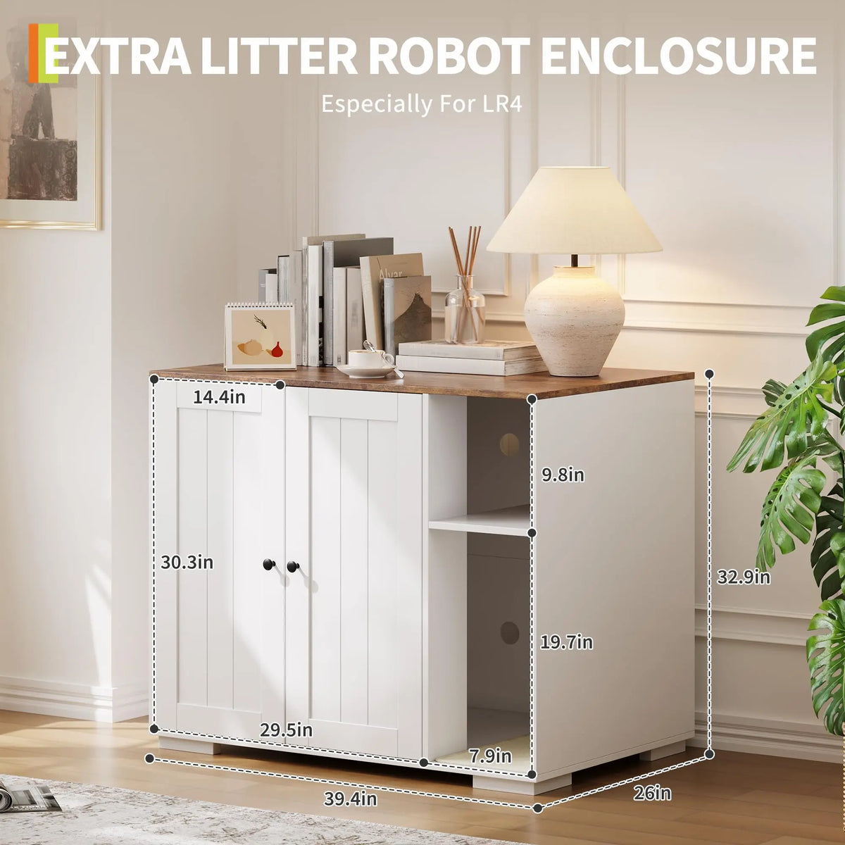 HiMISS Cat Litter Robot Enclosure With Built In Power Outlet