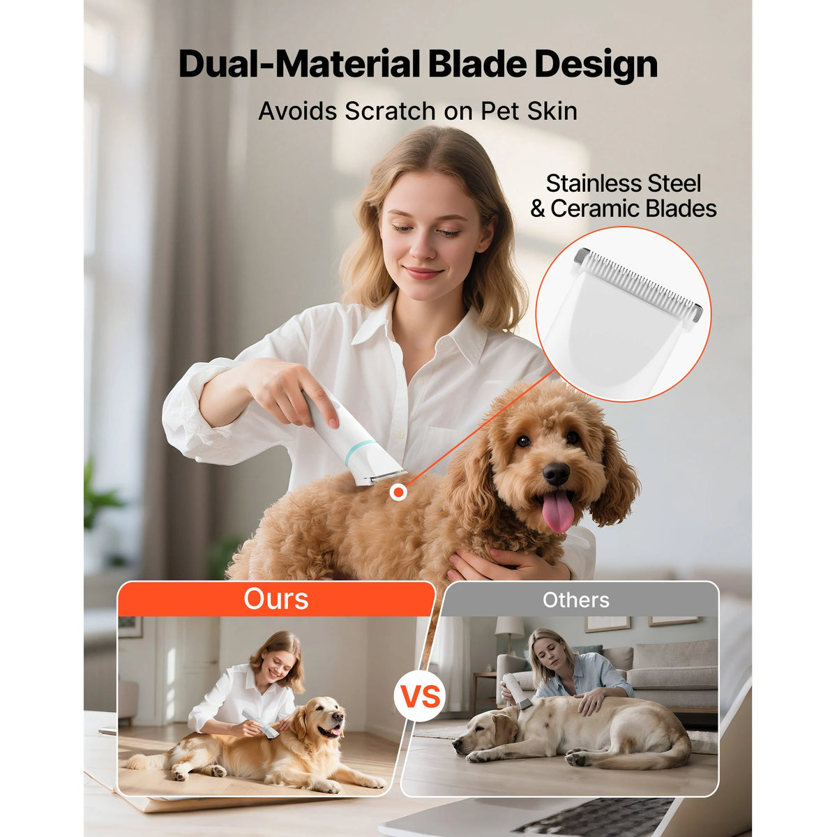 SucceBuy 4 In 1 Dog Grooming Clippers With Detachable Blades