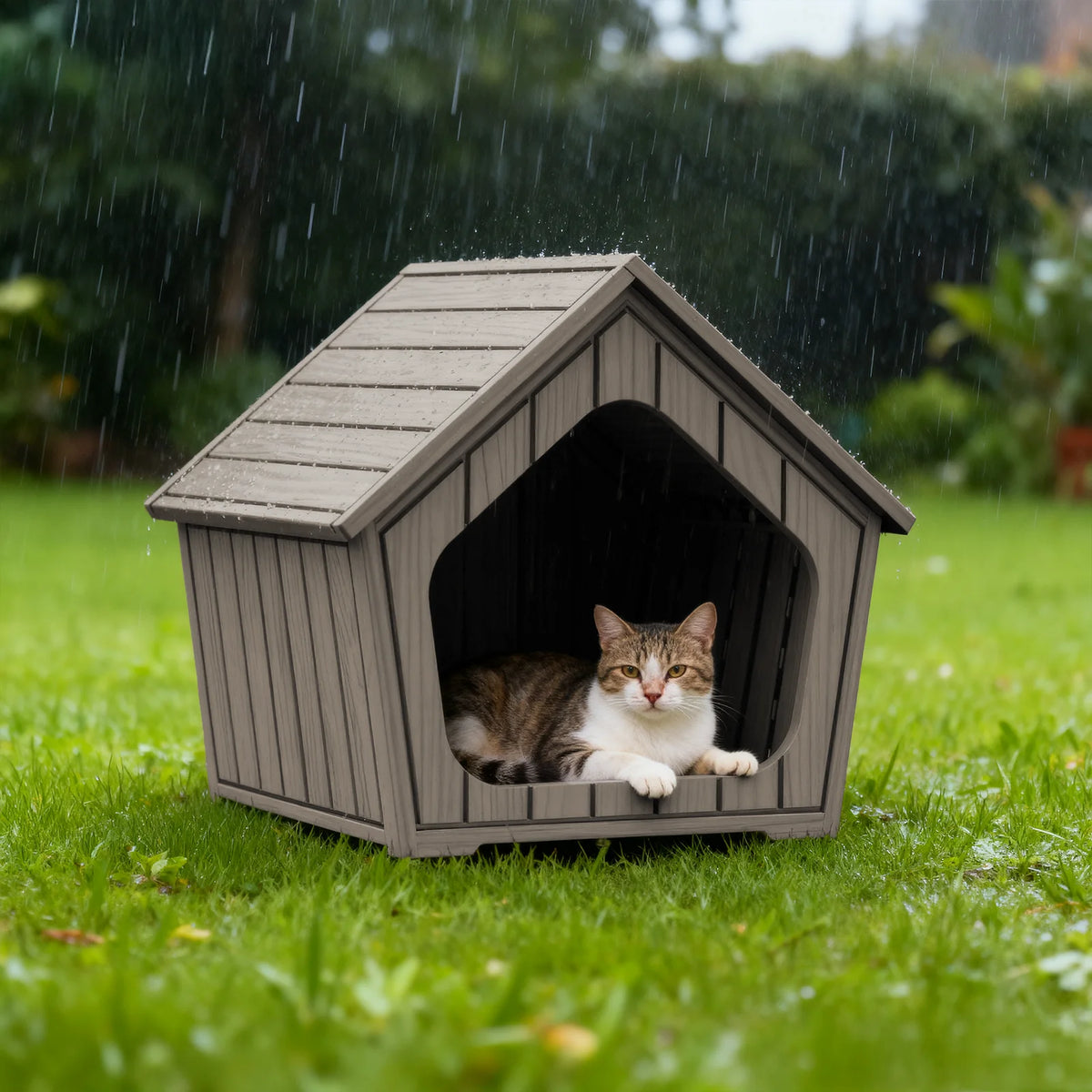 Waterproof Plastic Gable Roof Pet House Outdoor Dog Shelter