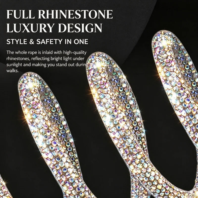 Rhinestone Rope Dog Leash Featuring Padded Handle With Metal Hook