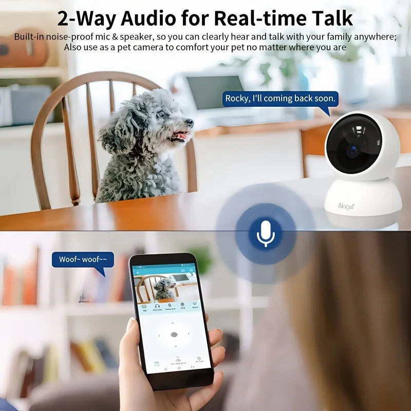 ALAGA Pet Camera With AI Tracking And Two Way Audio