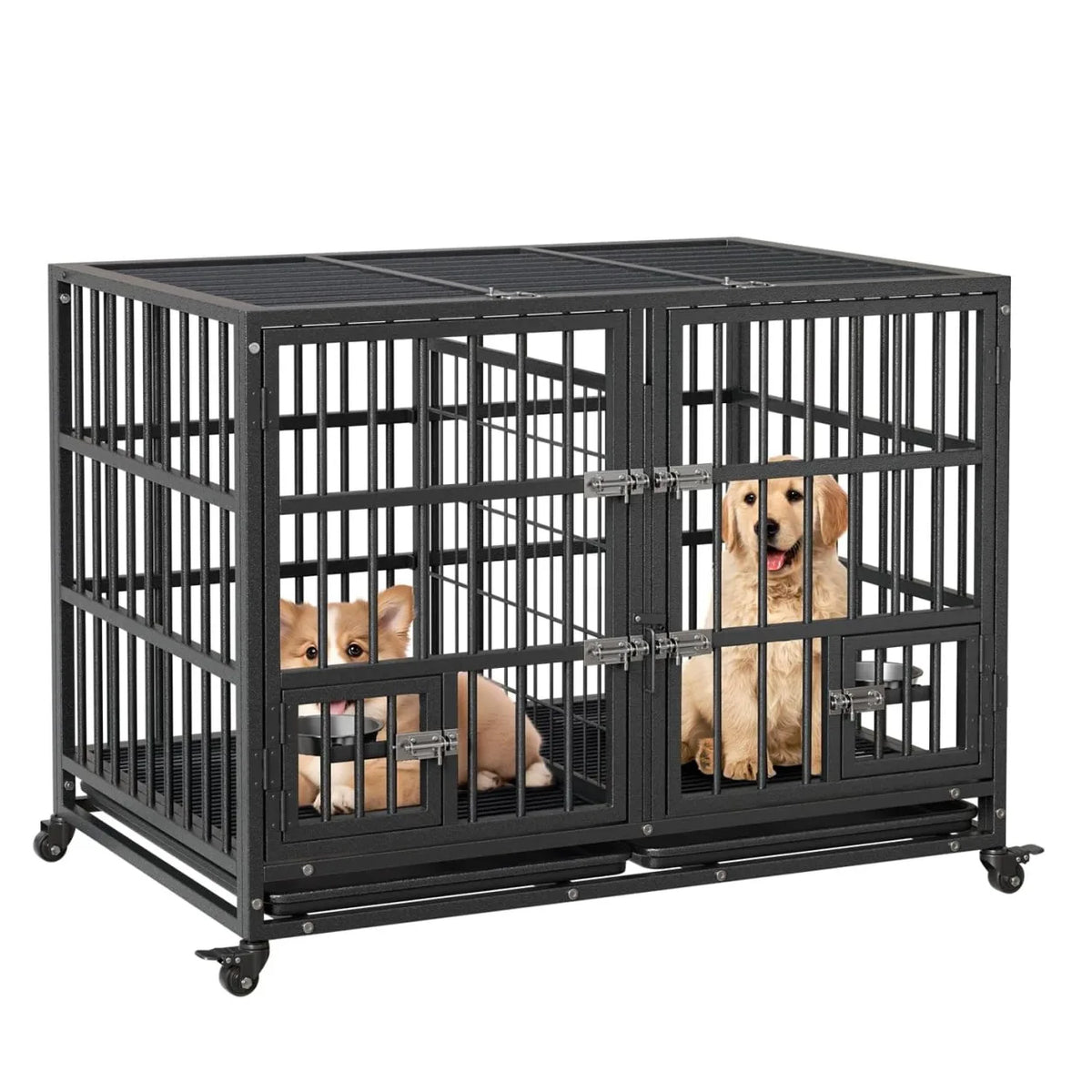 Anixol Heavy Duty Metal Dog Crate With Double Entry Doors