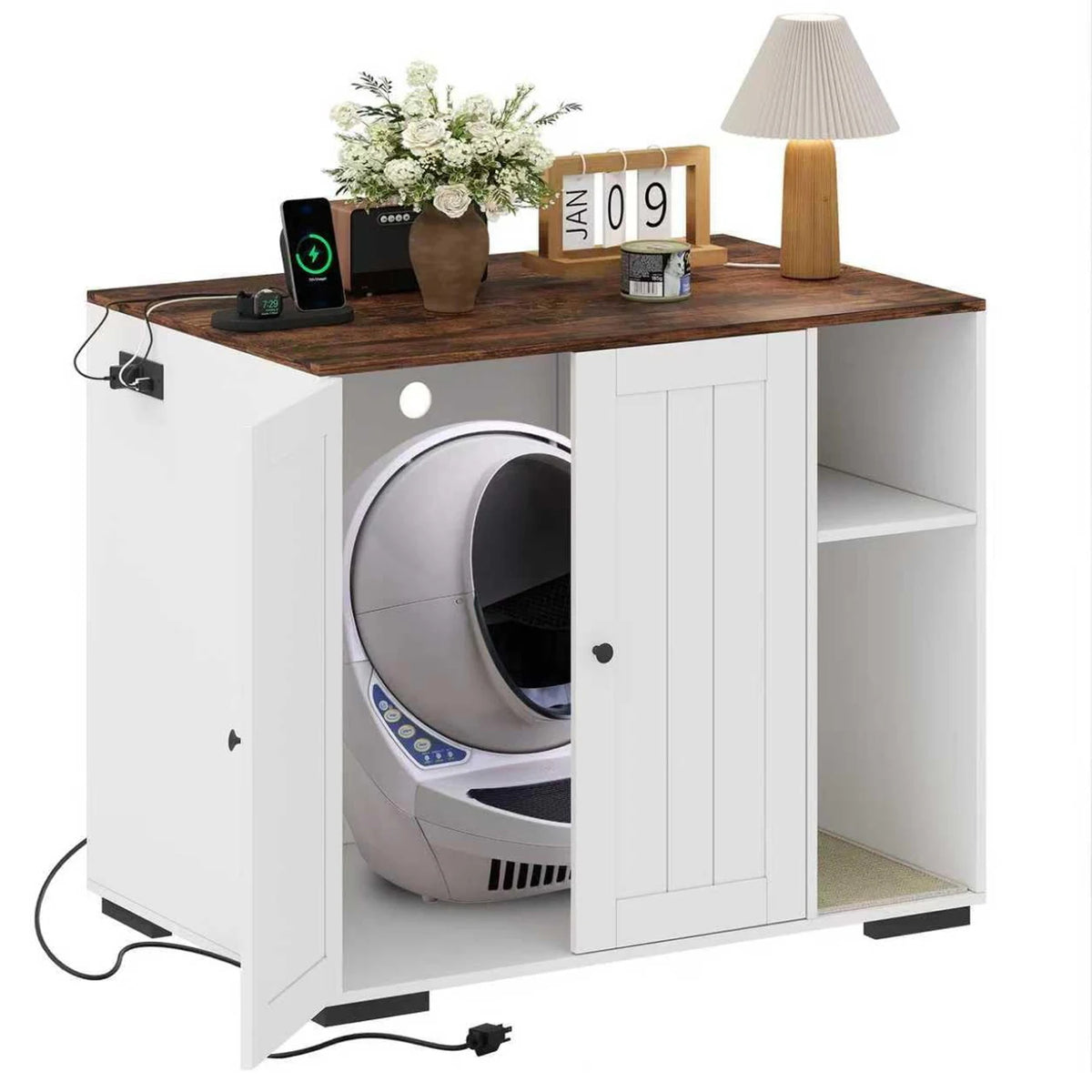 HiMISS Cat Litter Robot Enclosure With Built In Power Outlet