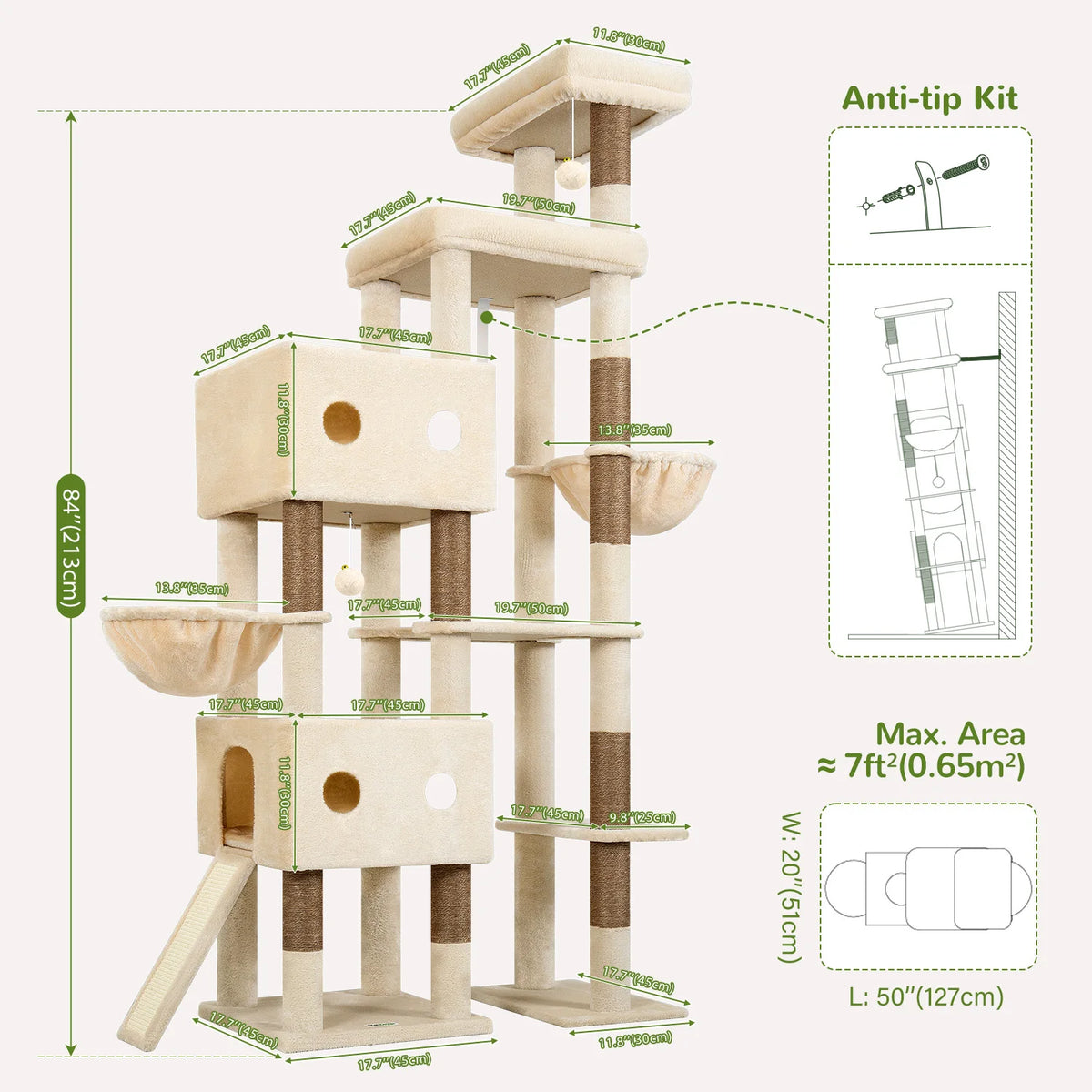 Globlazer Heavy Duty Cat Tree For Large Cats With Hammocks