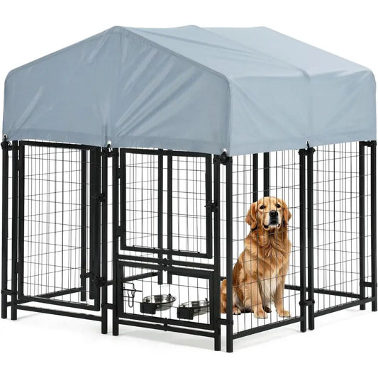 Heavy Duty Outdoor Steel Dog Kennel with Secure Lock