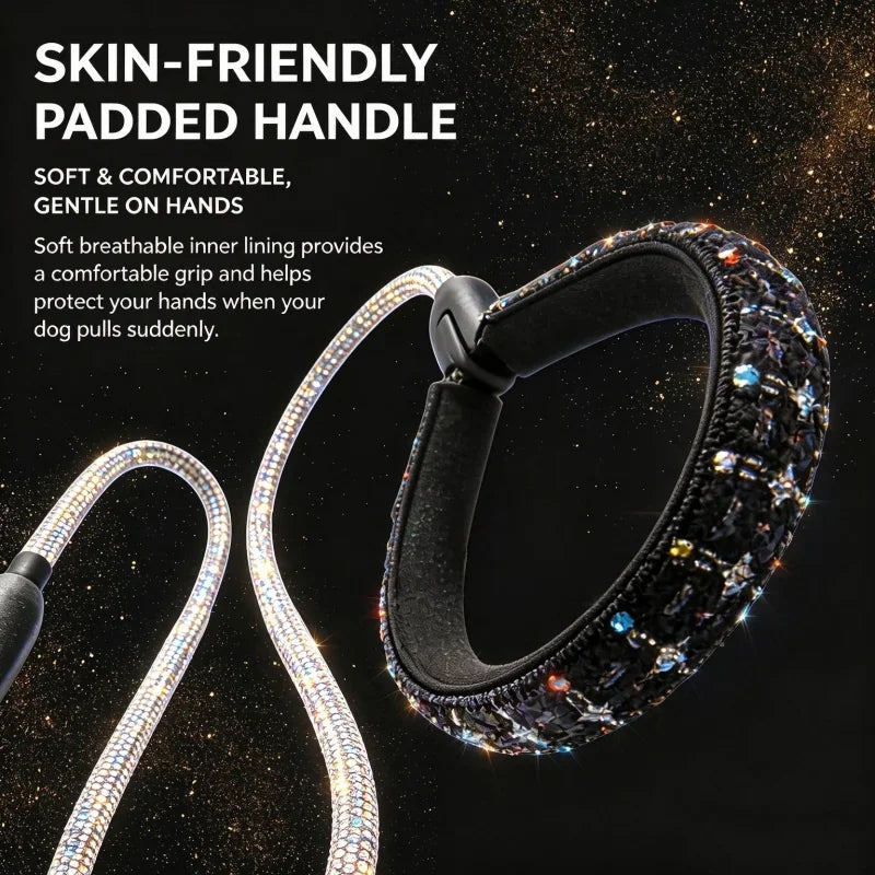 Rhinestone Rope Dog Leash Featuring Padded Handle With Metal Hook