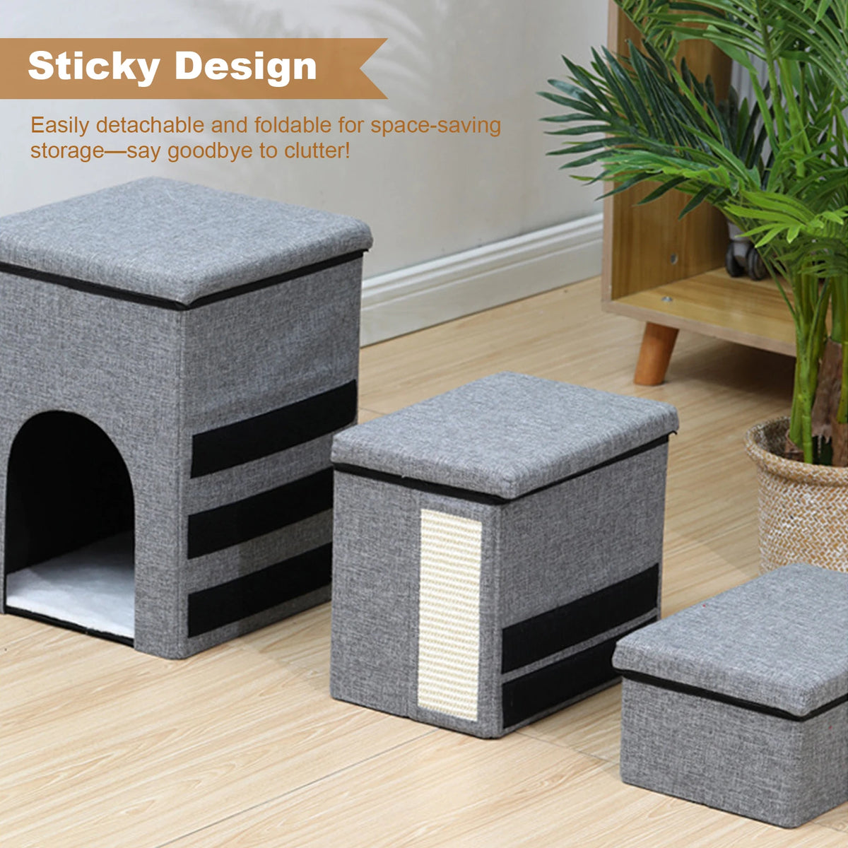 Multi Functional 3 Level Pet Stairs Cat Bed Storage Box
