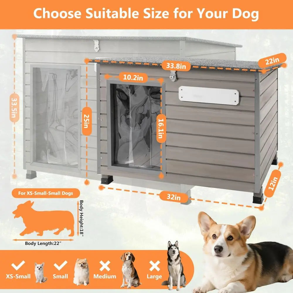 Outdoor And Indoor Dog House With Easy Clean Openable Roof