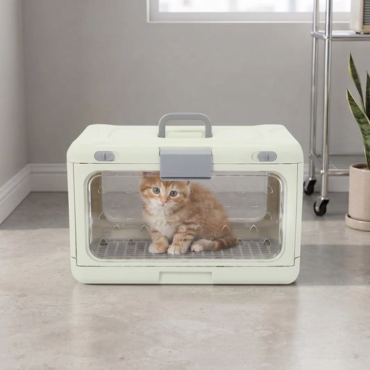 Foldable Portable Pet Carrier With Breathable Clear Window