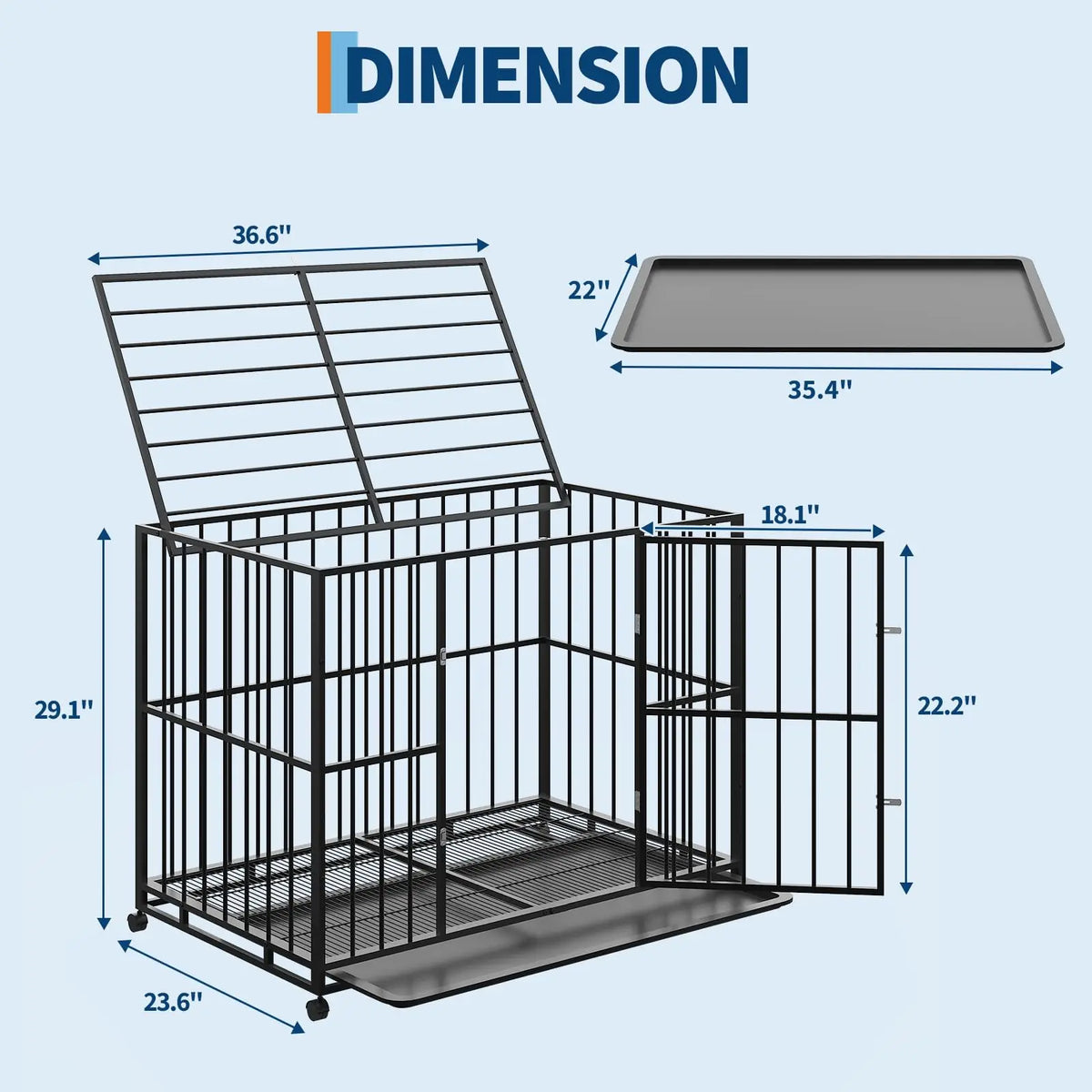 Anixol Heavy Duty Stainless Steel Dog Crate With Wheels