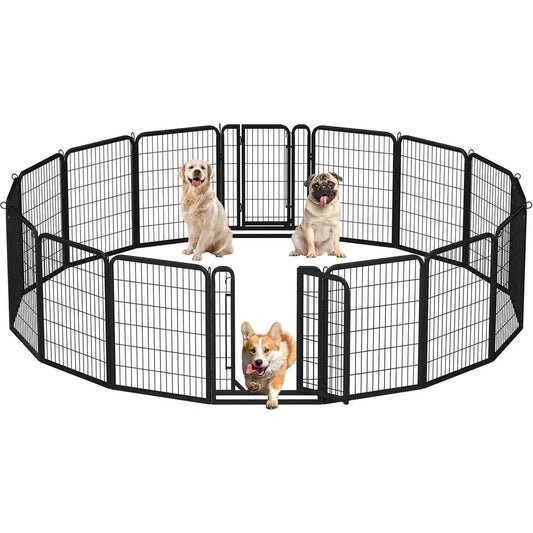 Heavy Duty Metal Dog Playpen With Secure Door And Easy Setup