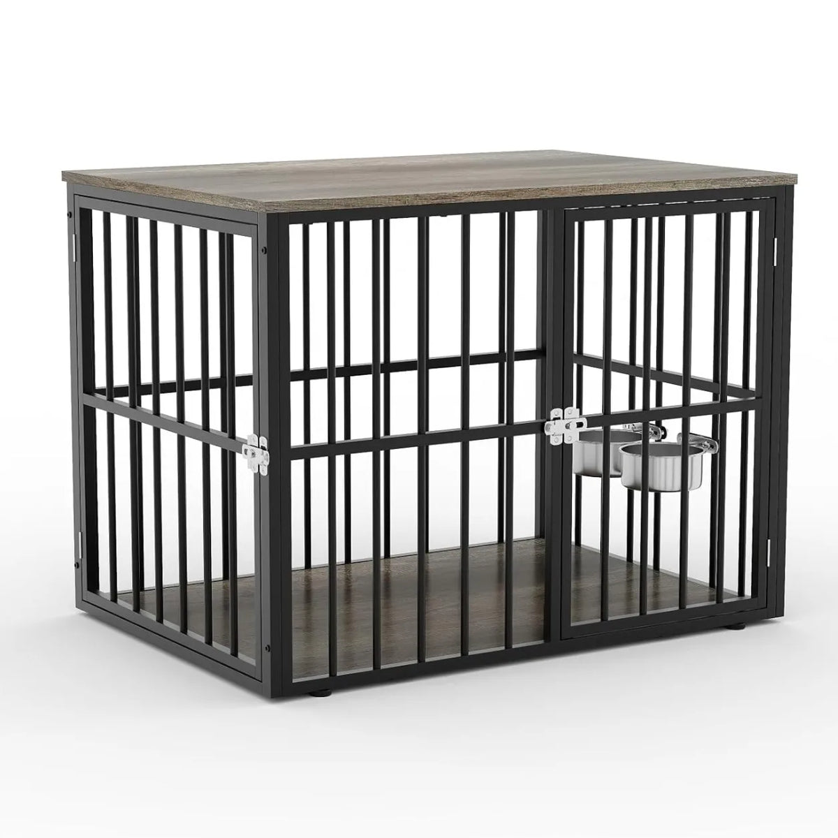 Anixol Wooden Dog Crate End Table With Lockable Double Doors