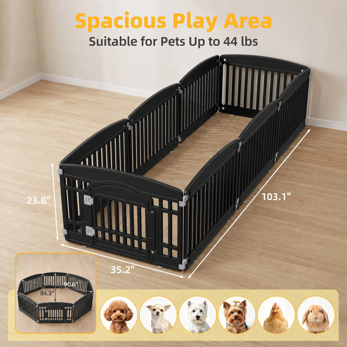 JHK Plastic Dog Playpen Expandable Durable Portable Pet Fence