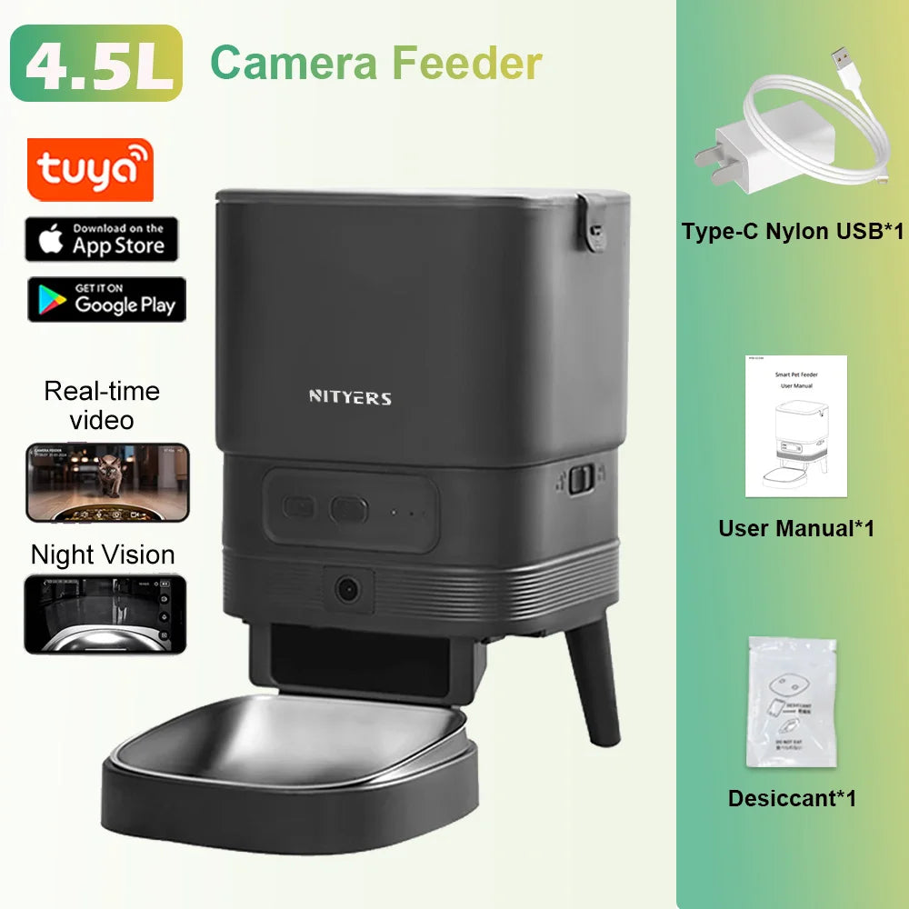 Nityers Smart Automatic Pet Feeder With WiFi App Control and Voice Recording